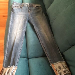 Loft jeans sz 8 with ornate cuffs.